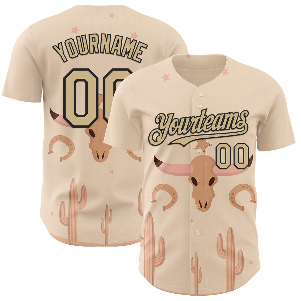 Custom City Cream Vegas Gold-Black Texas Cowboy Landscape City Edition Authentic Baseball Jersey