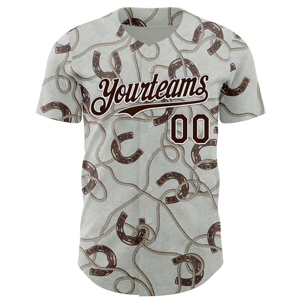 Custom Gray Brown-White Texas Horseshoe Cowboy City Edition Authentic Baseball Jersey