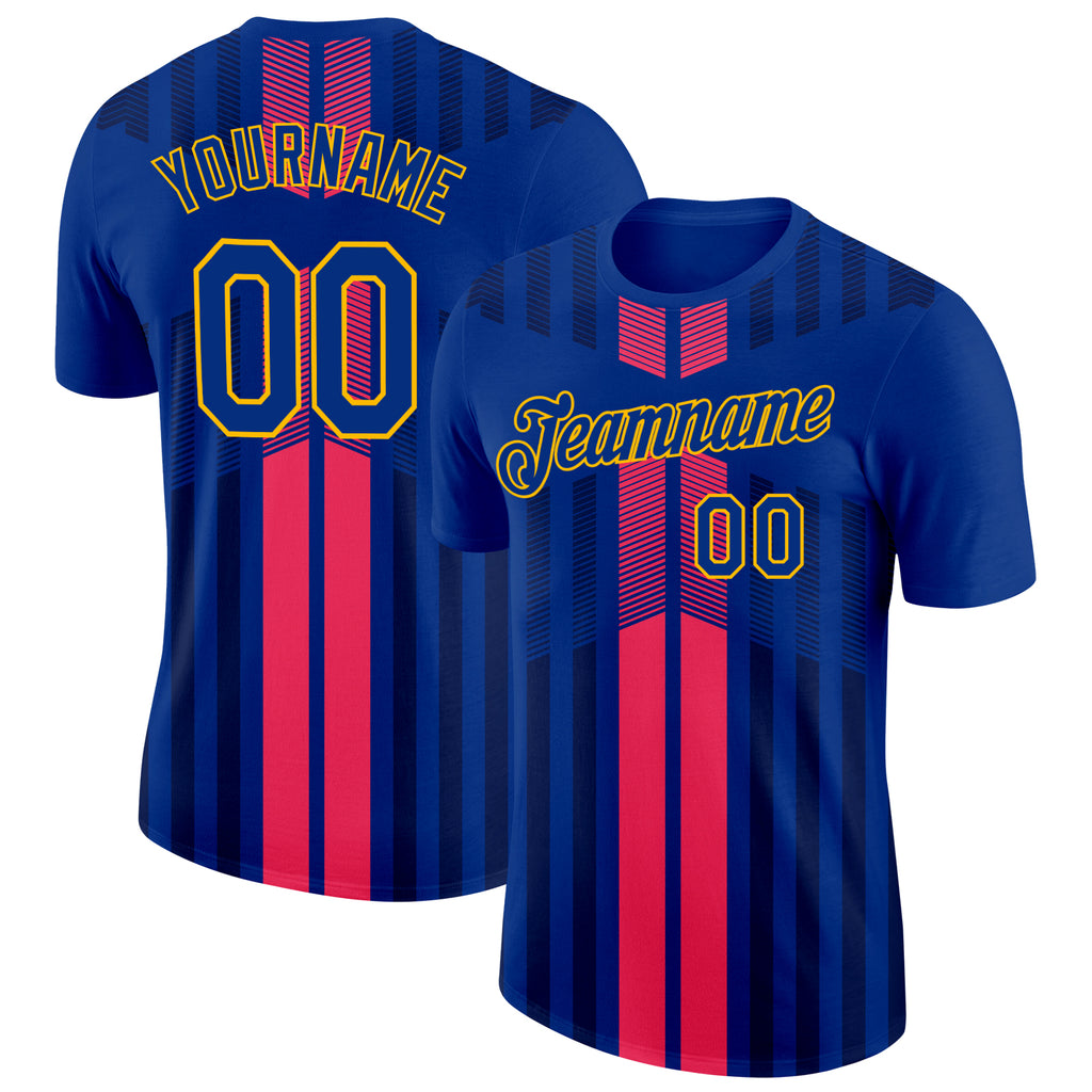 Custom Royal Gold-Red France Performance T-Shirt