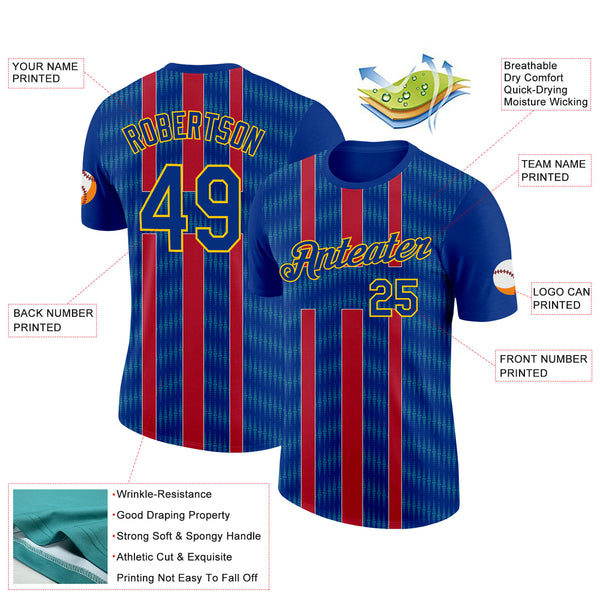 Custom Royal Gold-Red France Performance T-Shirt