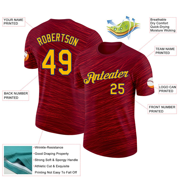 Custom Red Gold-Royal Spain Line Performance T-Shirt