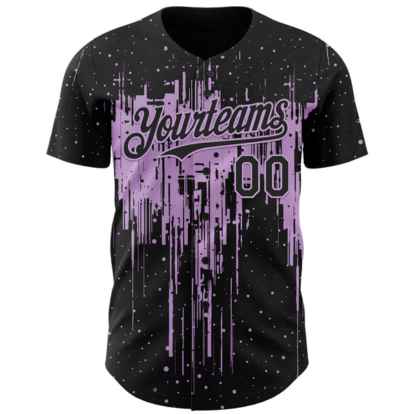 Custom Black Light Purple 3D Pattern Design Dripping Splatter Paint Authentic Baseball Jersey