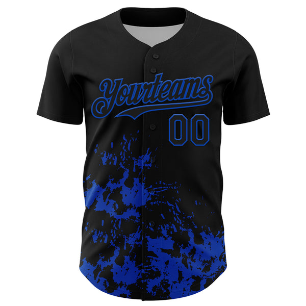 Custom Black Thunder Blue Splatter Authentic Baseball Jersey