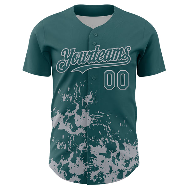 Custom Midnight Green Gray Splatter Authentic Baseball Jersey