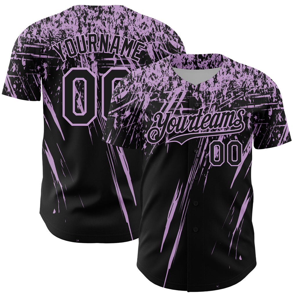Custom Black Light Purple Distressed Scratch Brush Stroke Authentic Baseball Jersey