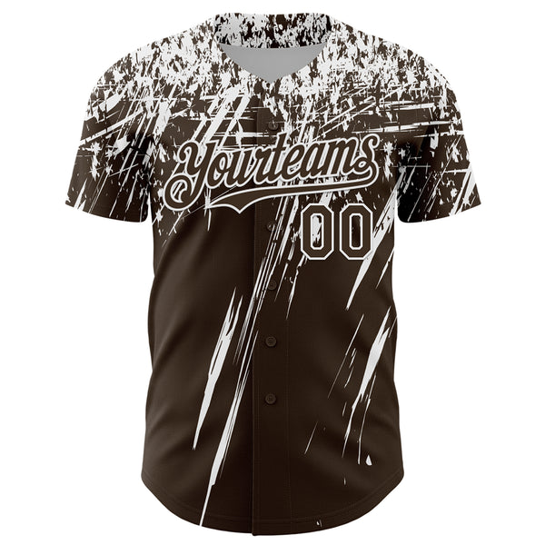 Custom Brown White Distressed Scratch Brush Stroke Authentic Baseball Jersey