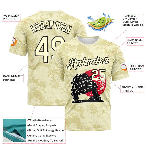 Custom City Cream-Black 3D Pattern Concept Adventure Off Road Performance T-Shirt