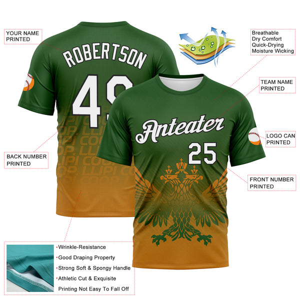 Custom Green White Texas Orange-Black 3D Pattern Aguila Imperial Eagle Performance T-Shirt