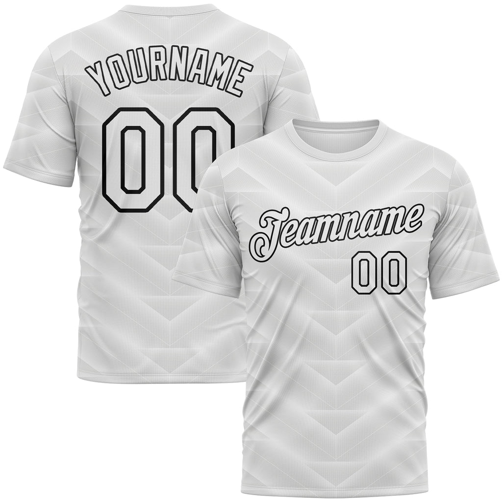 Custom White-Black 3D Pattern Geometric Chevron Texture Performance T-Shirt