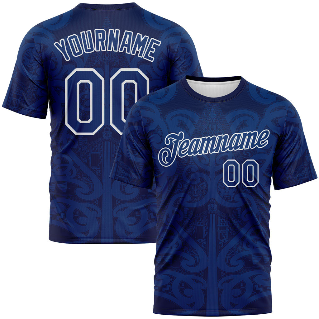 Custom Navy US Navy Blue-White 3D Pattern Maori Tribal Tattoo Performance T-Shirt