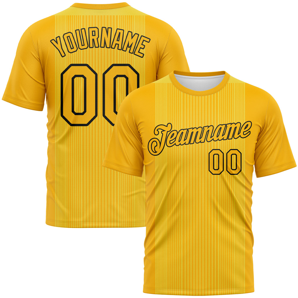 Custom Gold-Black 3D Pattern Vertical Stripe Performance T-Shirt