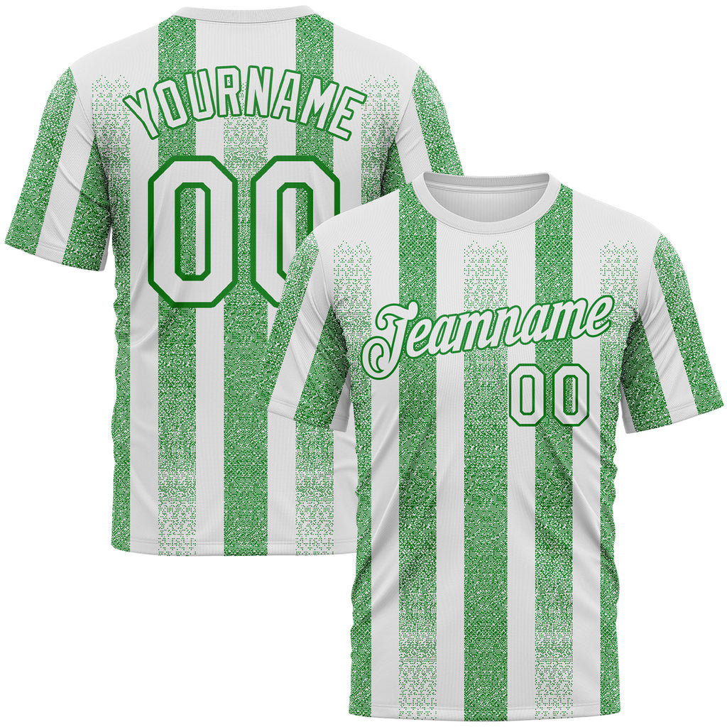 Custom White-Grass Green 3D Pattern Vertical Stripe Grunge Texture Classic Performance T-Shirt