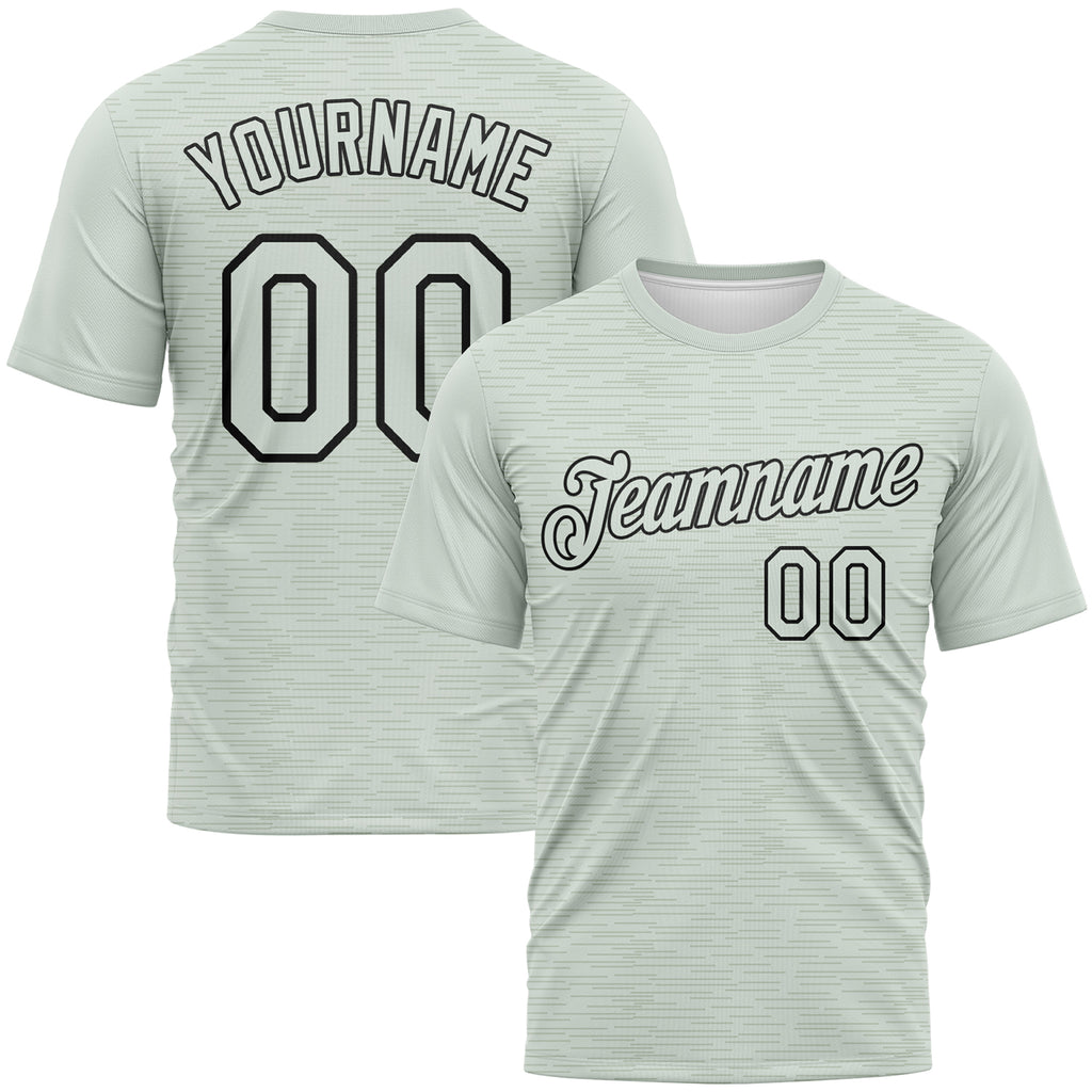 Custom Pea Green-Black 3D Pattern Subtle Lineal Performance T-Shirt