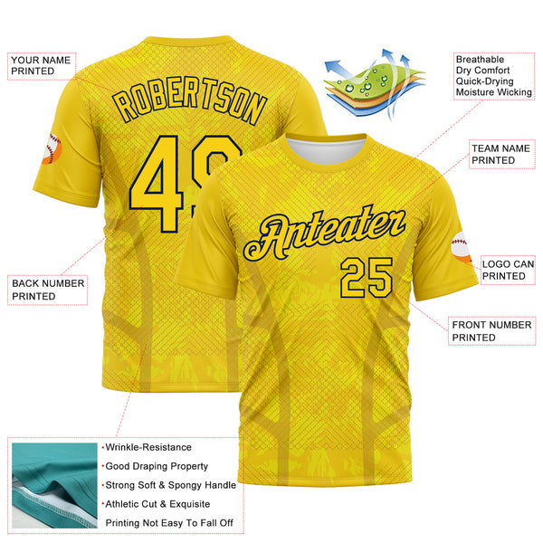Custom Light Yellow-Black Geometric Sportswear Performance T-Shirt