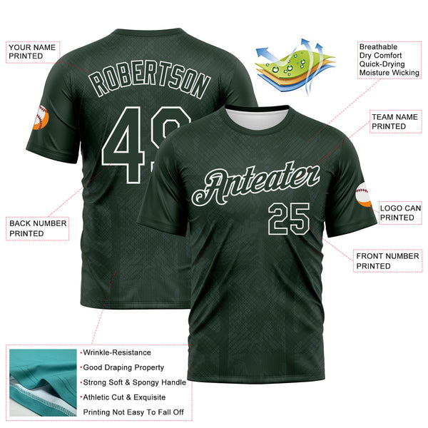 Custom Green-White Geometric Sportswear Performance T-Shirt