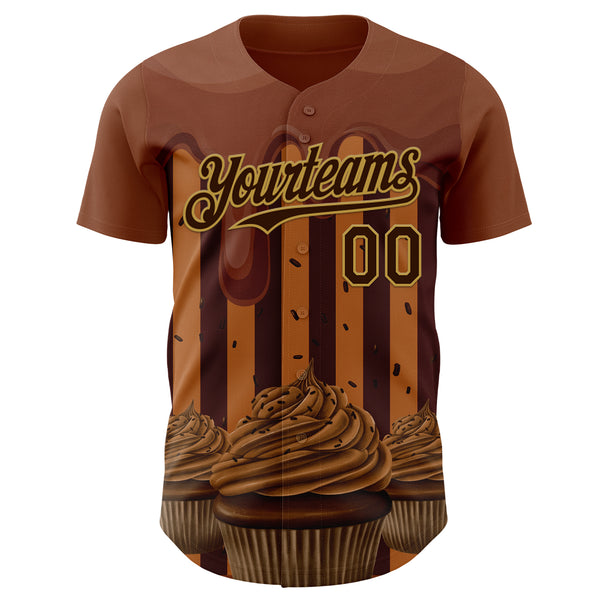 Custom Brown-Old Gold Foodie Food Dessert Chocolate Ice Cream Authentic Baseball Jersey