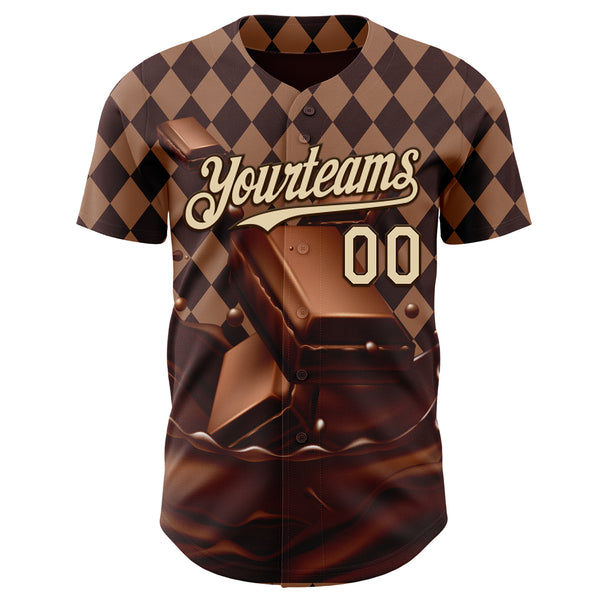 Custom Brown-Cream Foodie Food Dessert Chocolate Authentic Baseball Jersey
