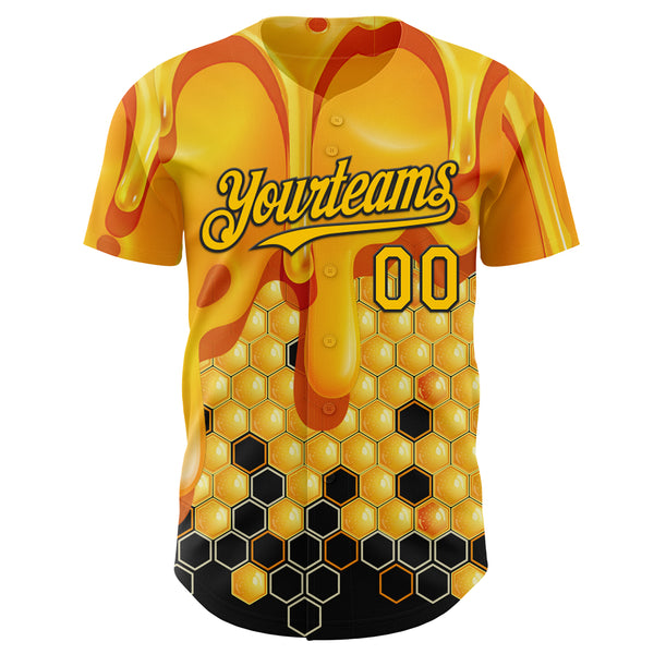 Custom Yellow-Black Foodie Food Honey Bee Authentic Baseball Jersey