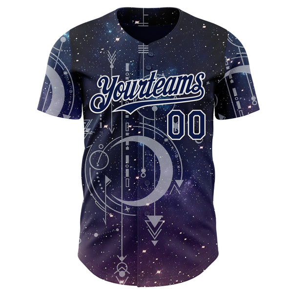 Custom Dark Purple Navy-White Galaxy Star Authentic Baseball Jersey