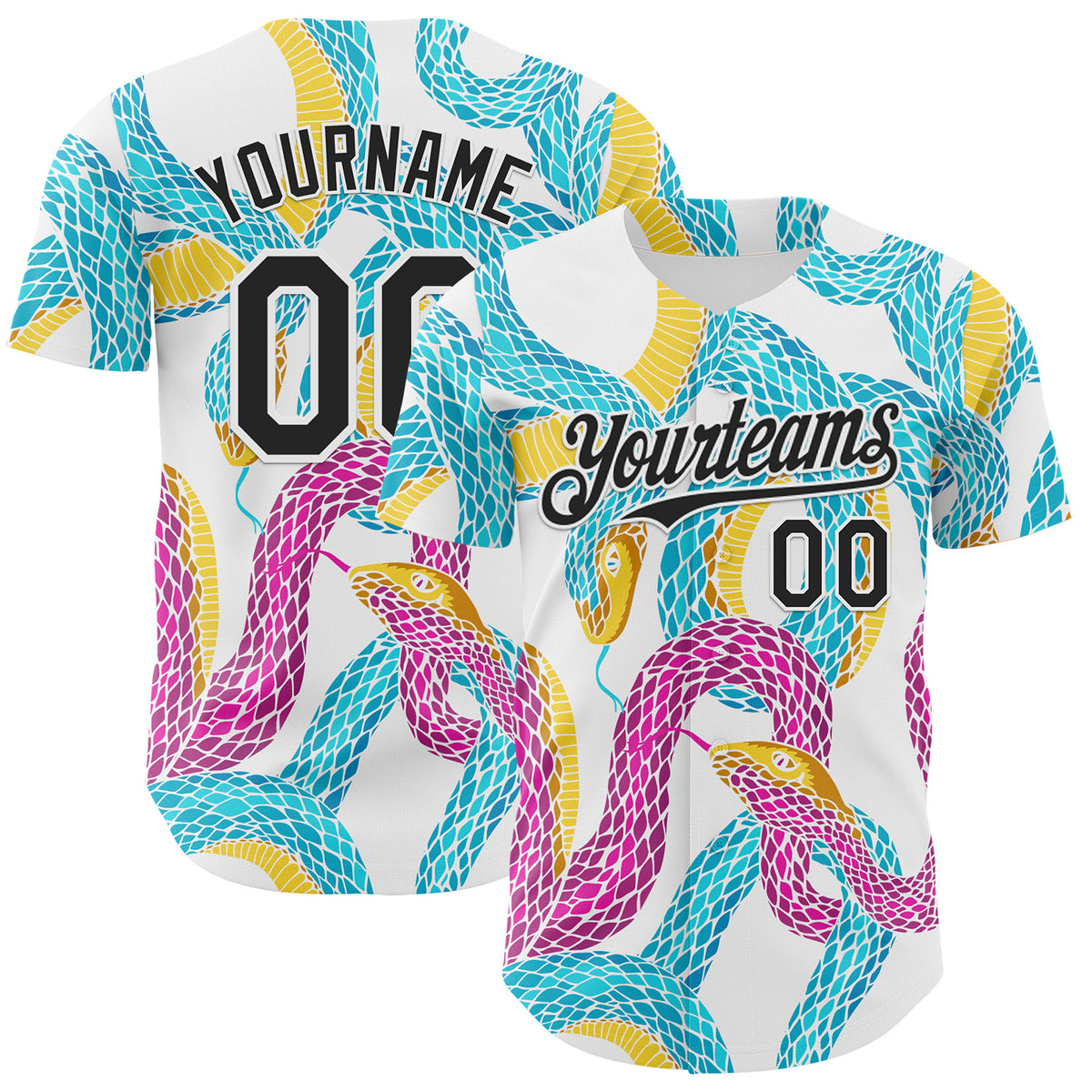Custom Animal Snake Skin Authentic Baseball Jersey White-Black – Fiitg