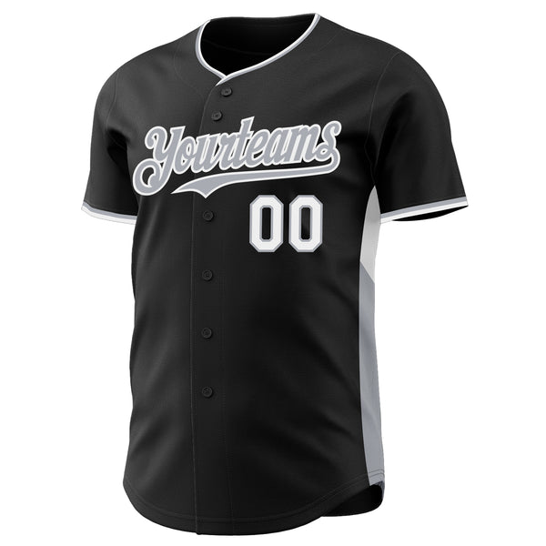 Custom Black Gray-White Classic Color Block Side Panel Stripe Authentic Baseball Jersey