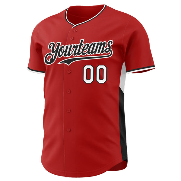 Custom Red Black-White Classic Color Block Side Panel Stripe Authentic Baseball Jersey