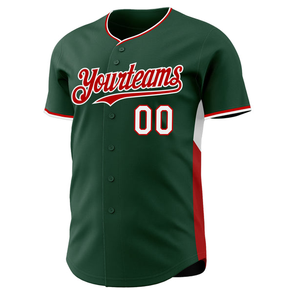Custom Green Red-White Classic Color Block Side Panel Stripe Authentic Baseball Jersey