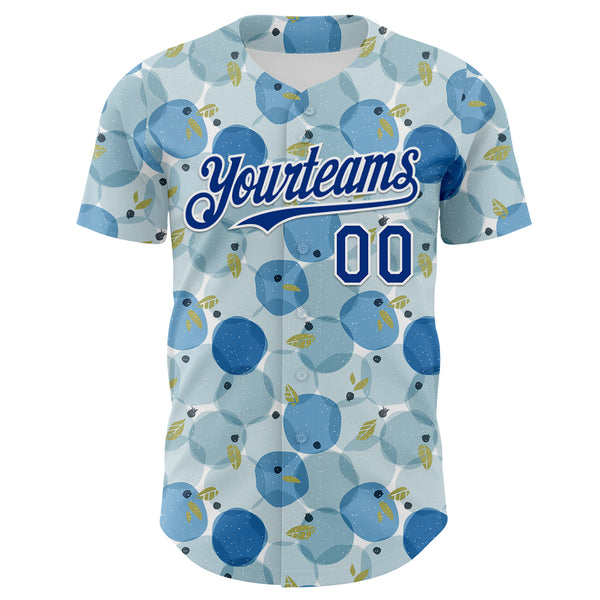 Custom Blue Royal-White Foodie Blueberry Authentic Baseball Jersey