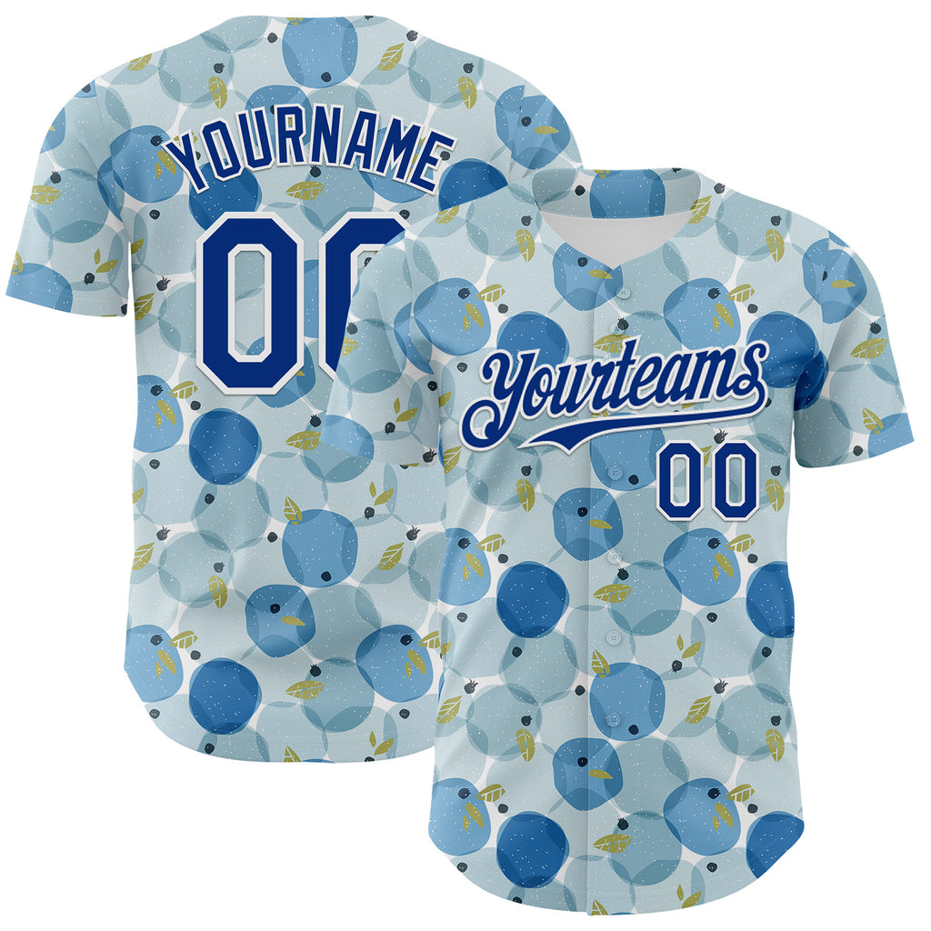 Custom Blue Royal-White Foodie Blueberry Authentic Baseball Jersey