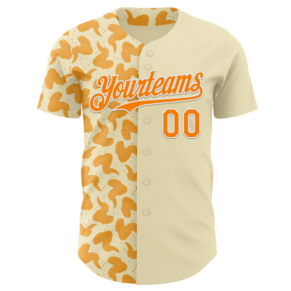 Custom Cream Bay Orange-White Foodie Fried Chicken Authentic Baseball Jersey