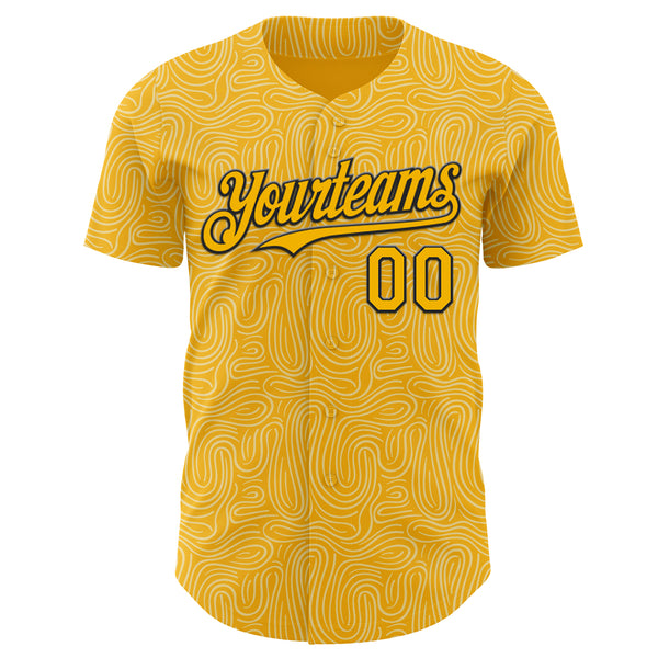 Custom Gold-Black Foodie Pasta Spaghetti Authentic Baseball Jersey