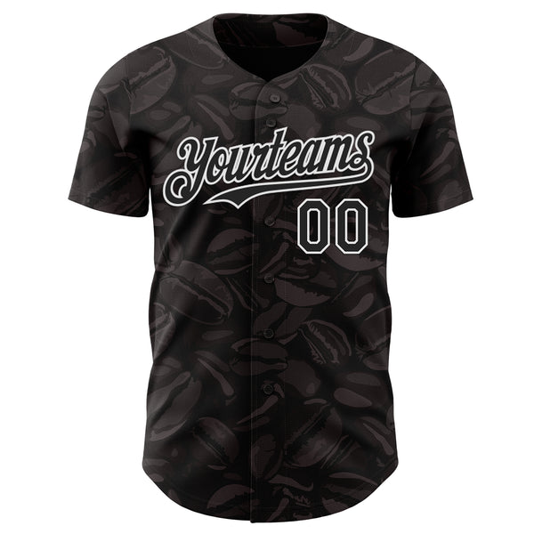 Custom Black-White Foodie Coffee Beans Authentic Baseball Jersey