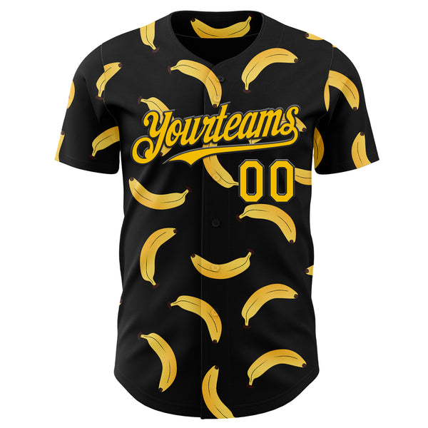 Custom Black-Yellow Foodie Banana Authentic Baseball Jersey