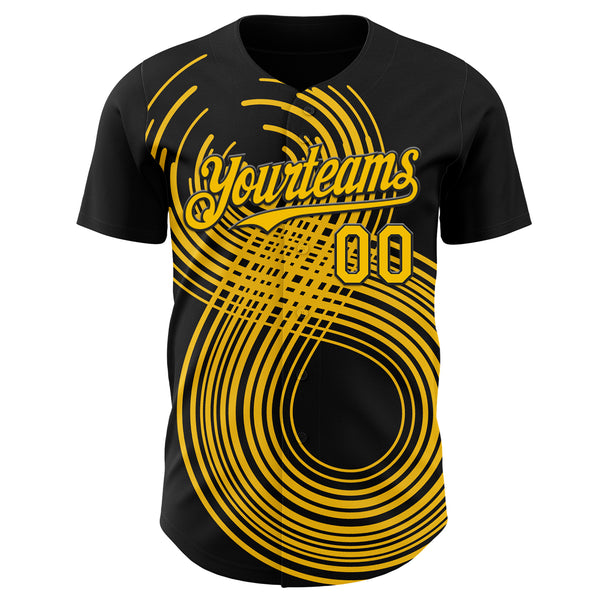 Custom Black-Yellow Autism Acceptance Gold Infinity Authentic Baseball Jersey
