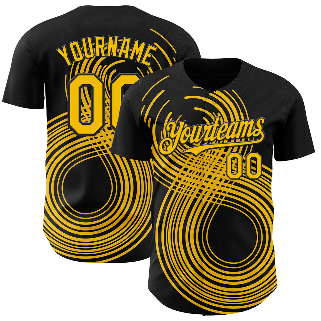 Custom Black-Yellow Autism Acceptance Gold Infinity Authentic Baseball Jersey