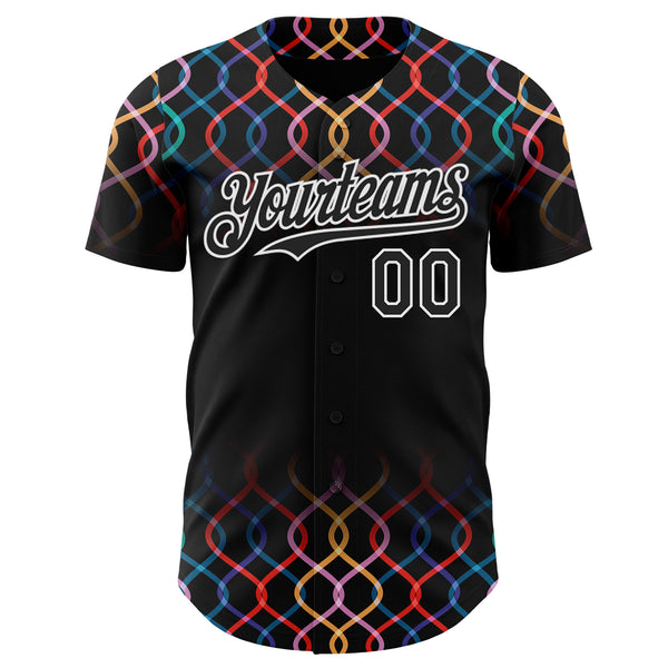 Custom Black-White Autism Acceptance Rainbow Infinity Authentic Baseball Jersey