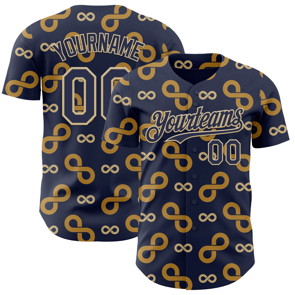 Custom Navy-Vegas Gold Autism Acceptance Gold Infinity Authentic Baseball Jersey