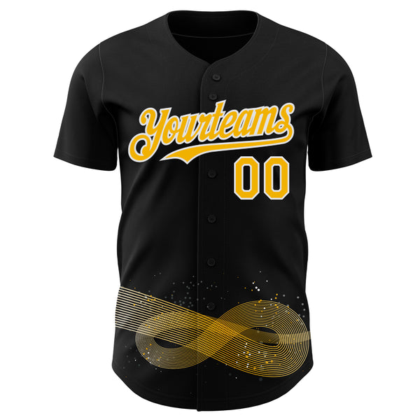 Custom Black Gold-White Autism Acceptance Gold Infinity Authentic Baseball Jersey