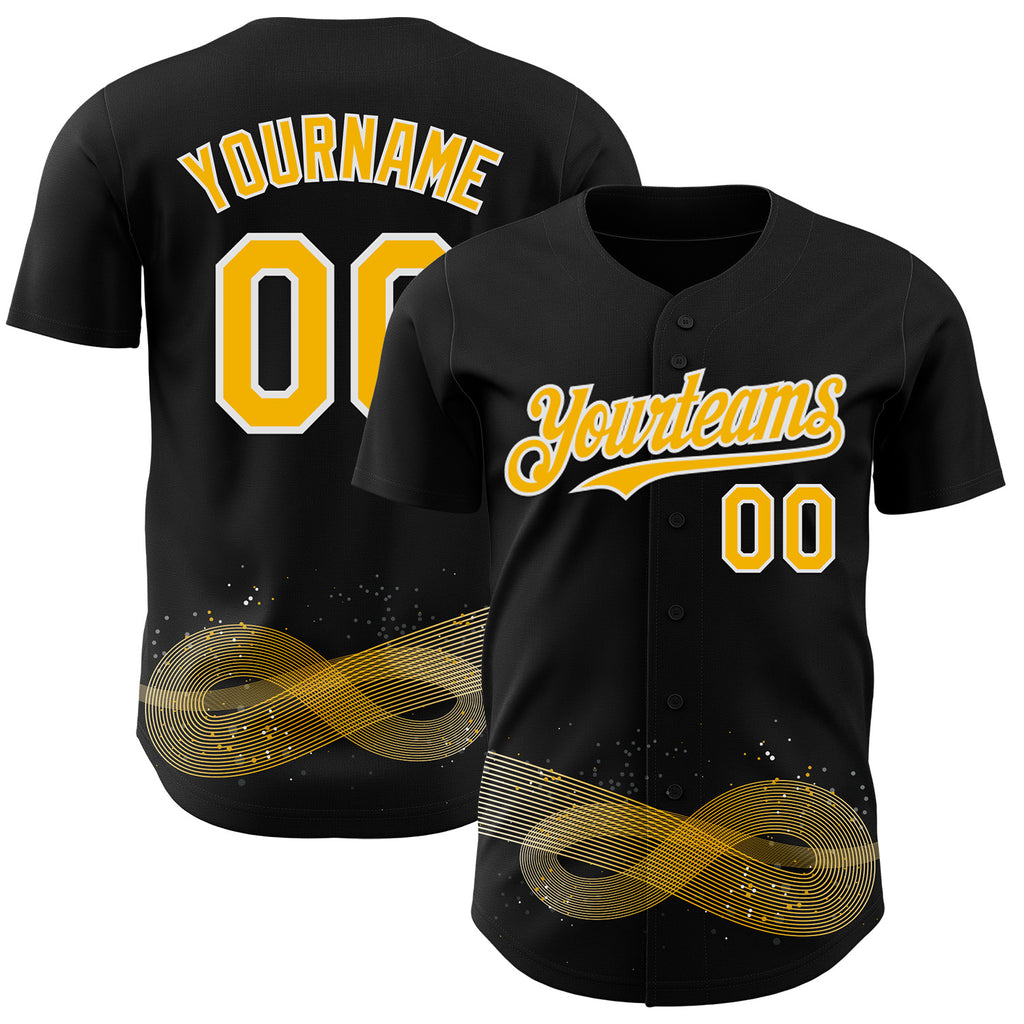Custom Black Gold-White Autism Acceptance Gold Infinity Authentic Baseball Jersey