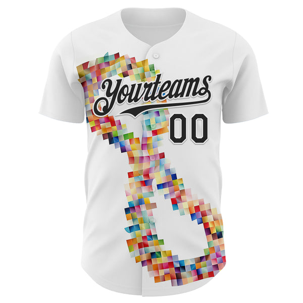 Custom White-Black Autism Acceptance Puzzle Infinity Authentic Baseball Jersey