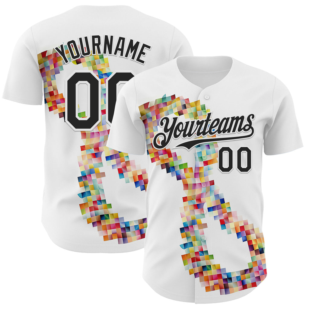 Custom White-Black Autism Acceptance Puzzle Infinity Authentic Baseball Jersey