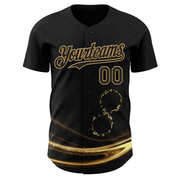 Custom Black-Old Gold Autism Acceptance Gold Infinity Authentic Baseball Jersey