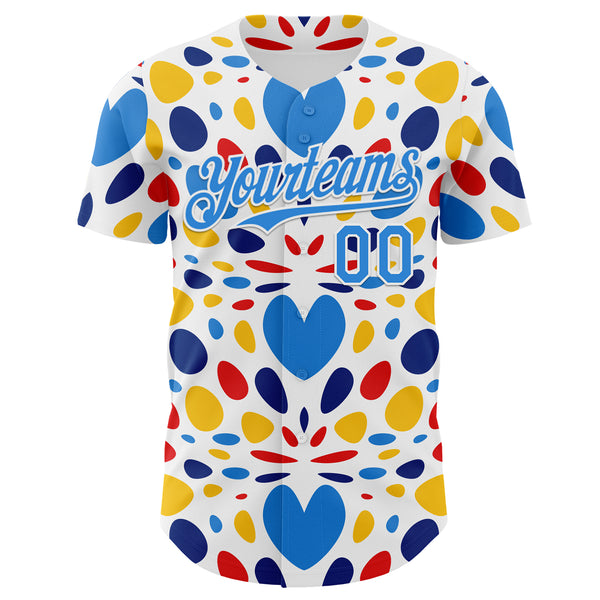 Custom White-Electric Blue Autism Awareness Infinity Authentic Baseball Jersey