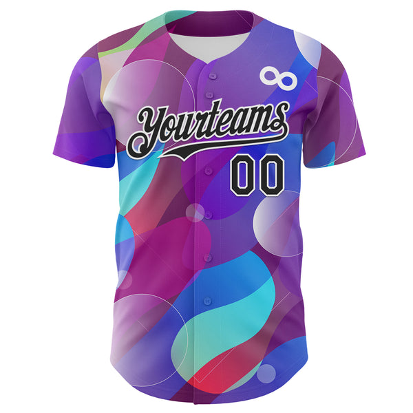 Custom Purple Black-White Autism Acceptance Infinity Authentic Baseball Jersey