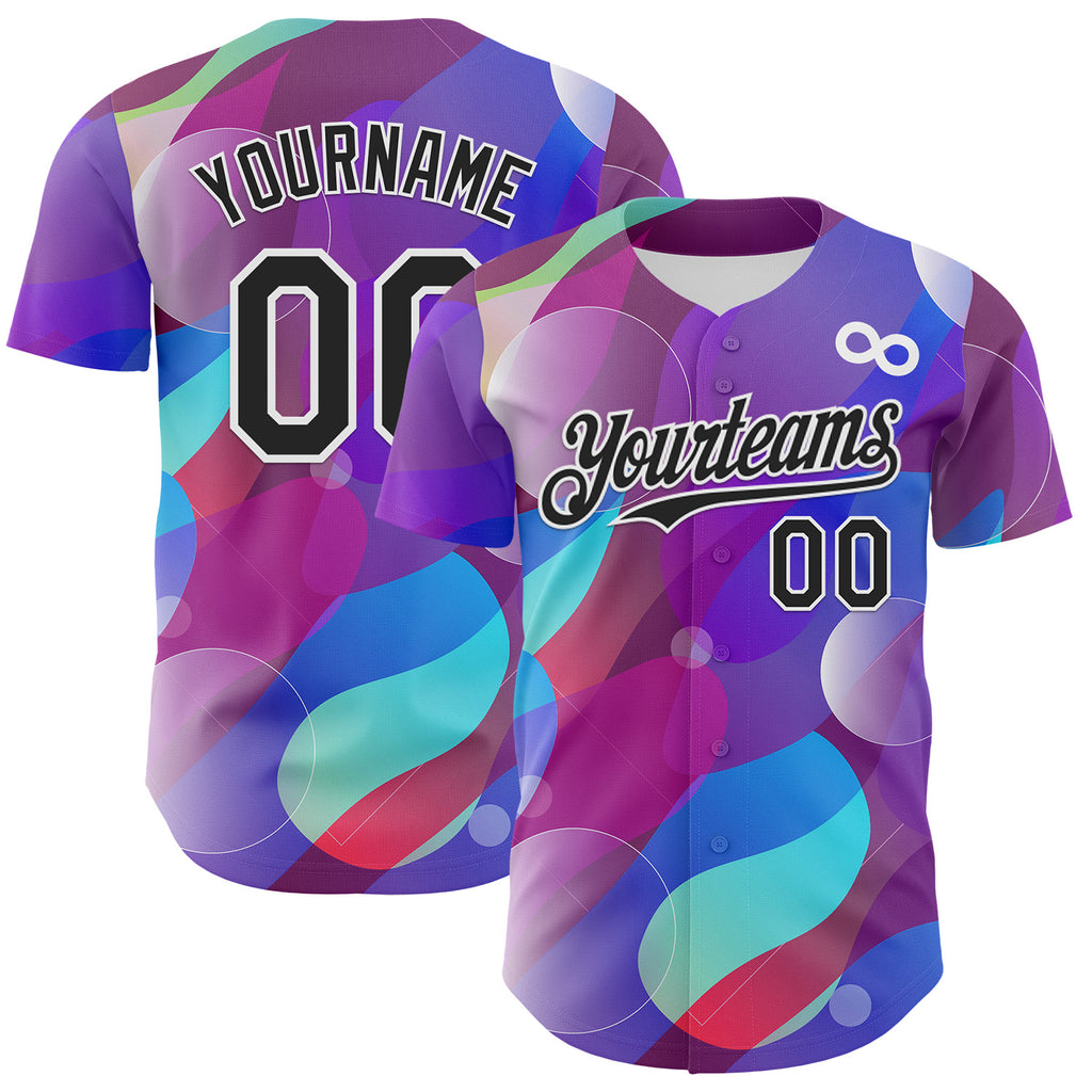 Custom Purple Black-White Autism Acceptance Infinity Authentic Baseball Jersey