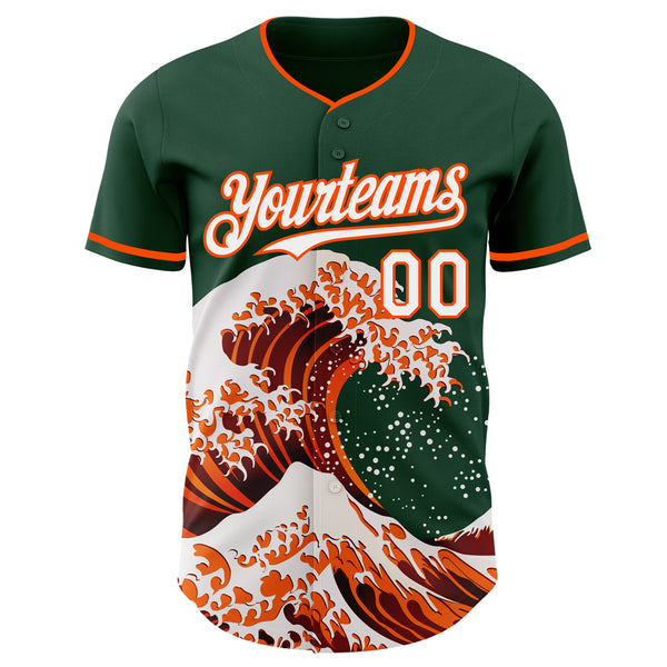 Custom Green White-Orange Japanese Wave Authentic Baseball Jersey