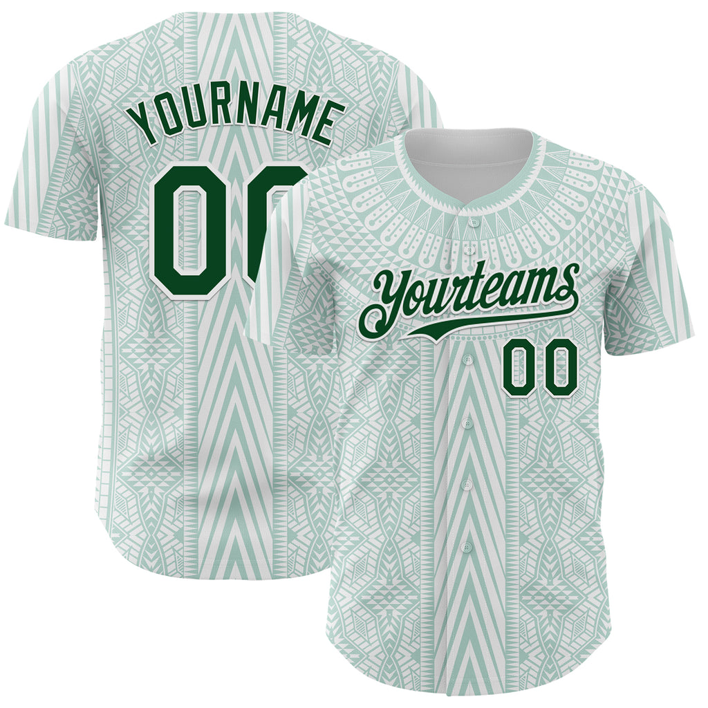 Custom White-Green Mexico Style Authentic Baseball Jersey