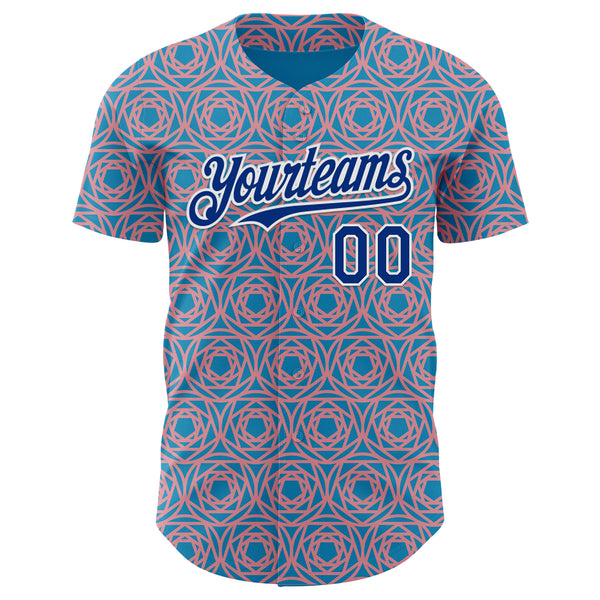 Custom Panther Blue Royal Medium Pink-White Colombia Style Authentic Baseball Jersey