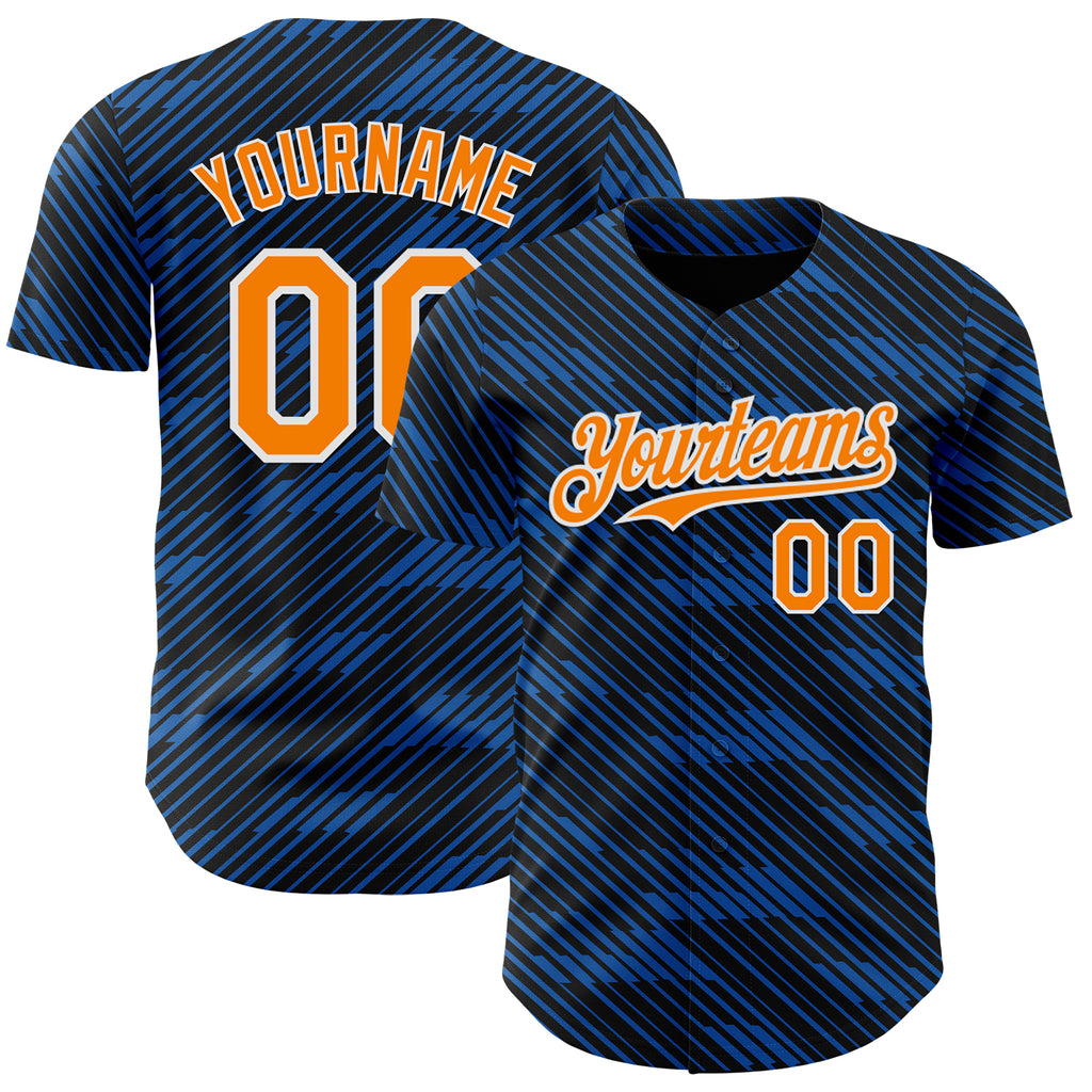Custom Black Bay Orange Royal-White France Style Authentic Baseball Jersey