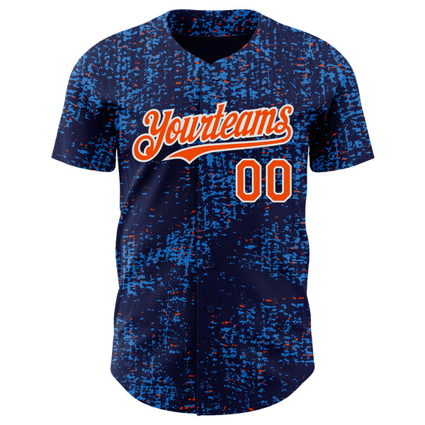 Custom Navy Orange Blue-White France Style Authentic Baseball Jersey